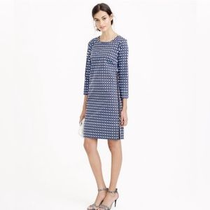 J. Crew Jet Set Geometric print Shift Dress zipper details boat neck 8